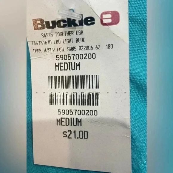 Vintage Buckle‎ Tank Women’s Blue Silver ‘Royal’ Crown  Size Medium Y2K NWT - Picture 6 of 6